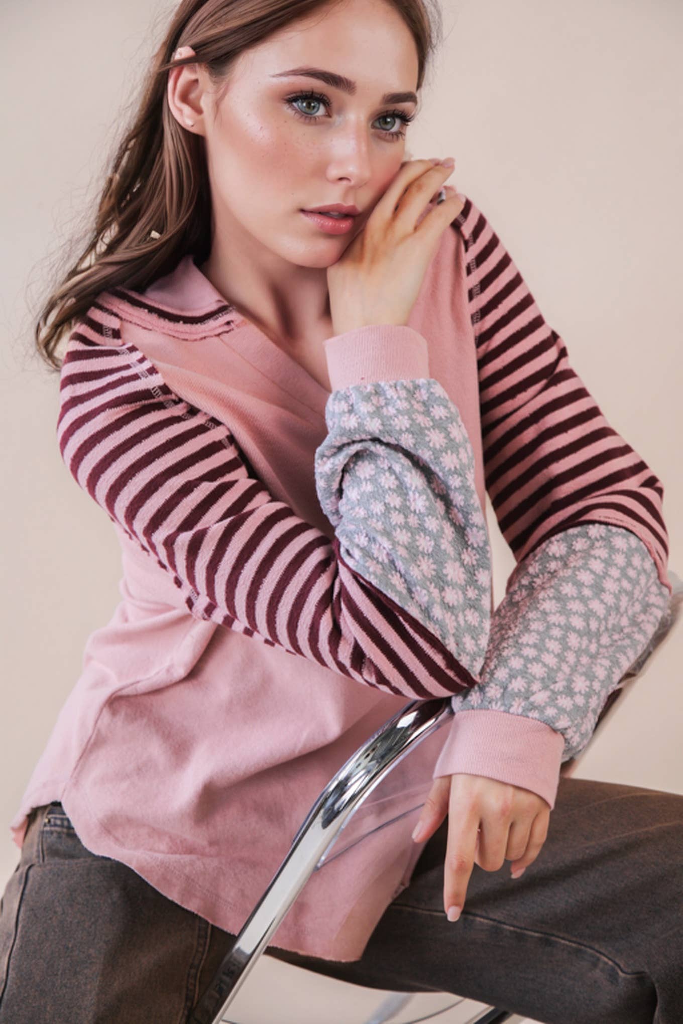 Floral & Stripe Top