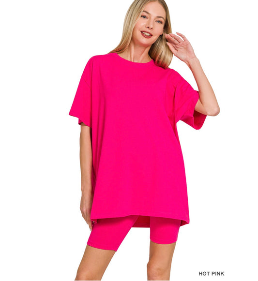 Cotton Biker Set | Hot Pink