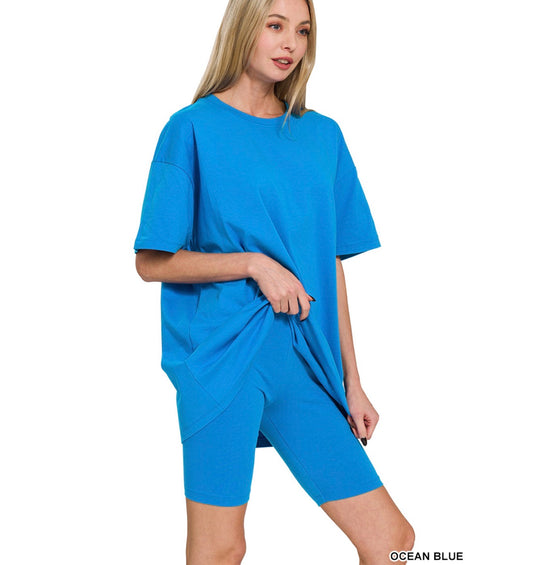Cotton Biker Set | Ocean Blue