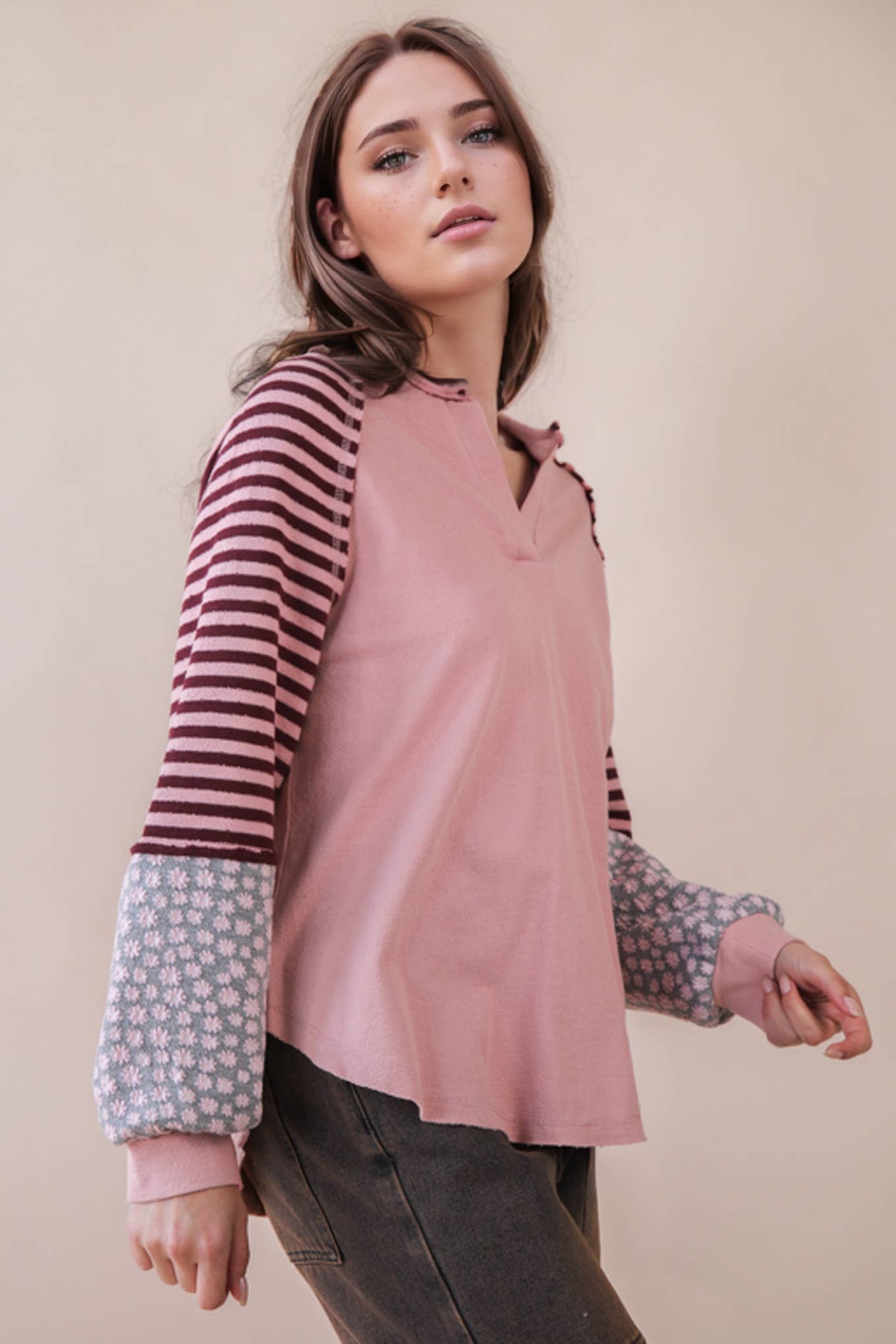 Floral & Stripe Top