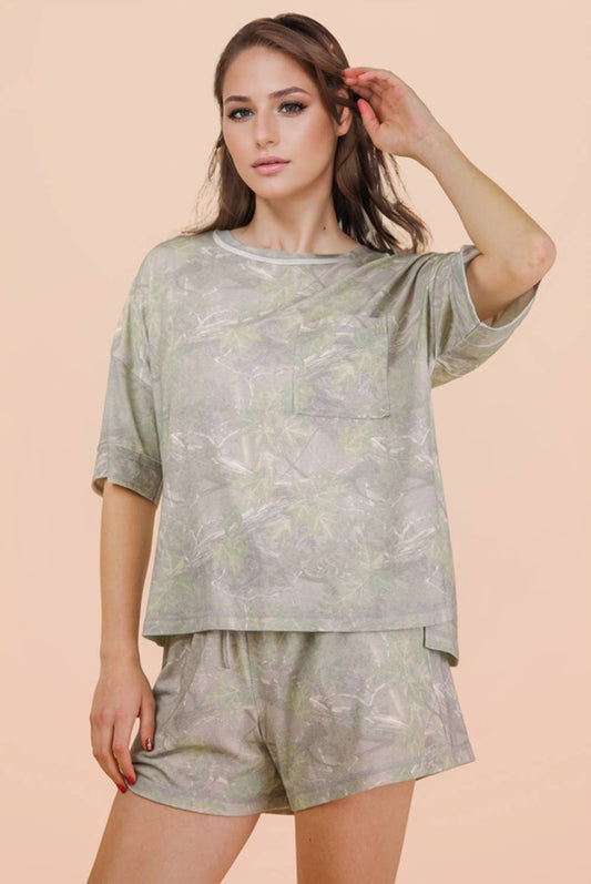 Camo Top & Shorts Set