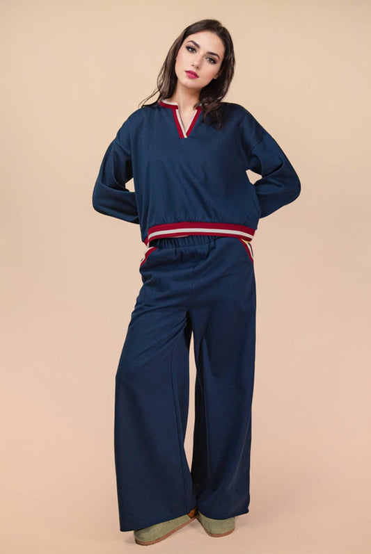 Color Block Top & Pants Set