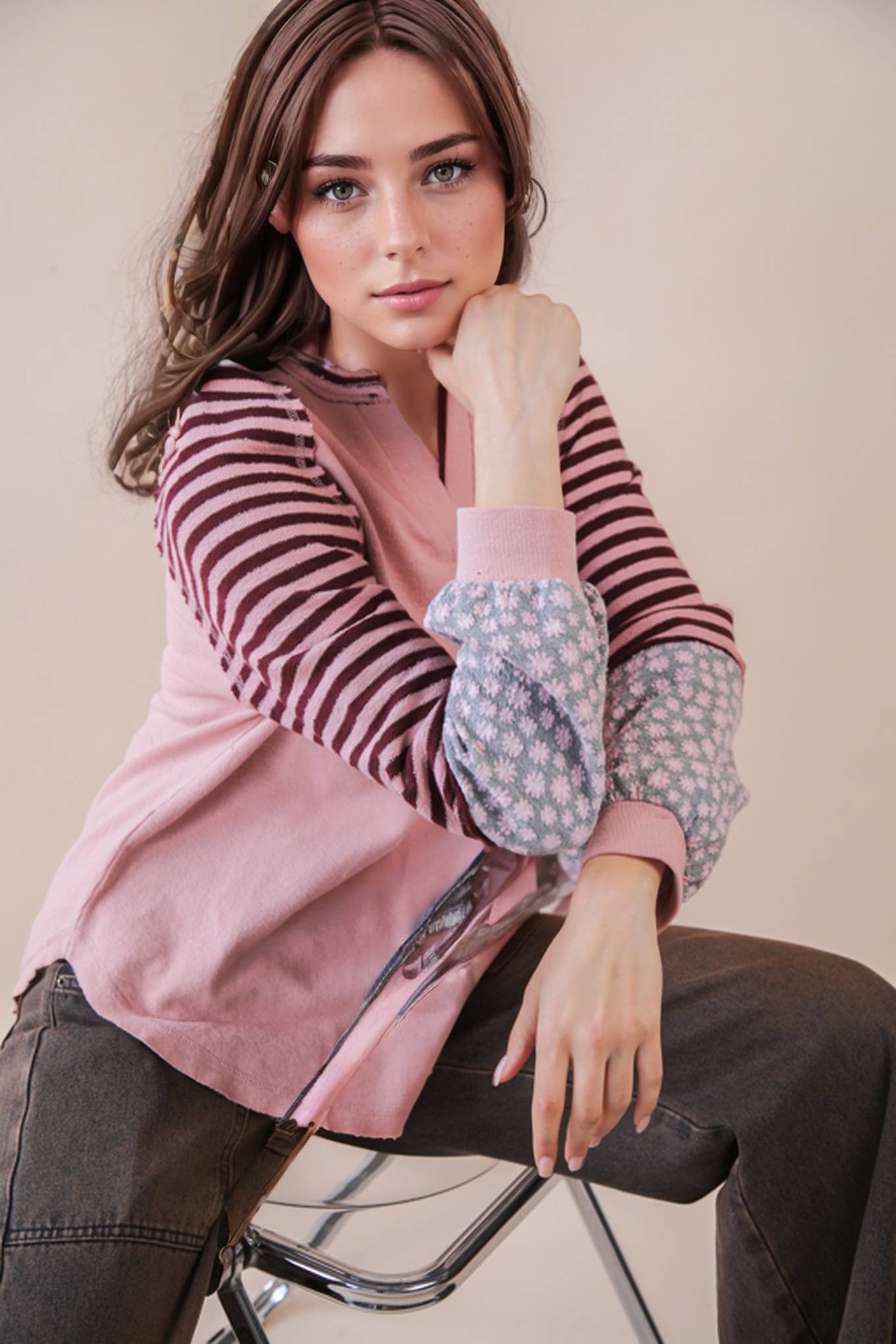 Floral & Stripe Top