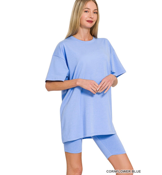 Cotton Biker Set | Cornflower Blue