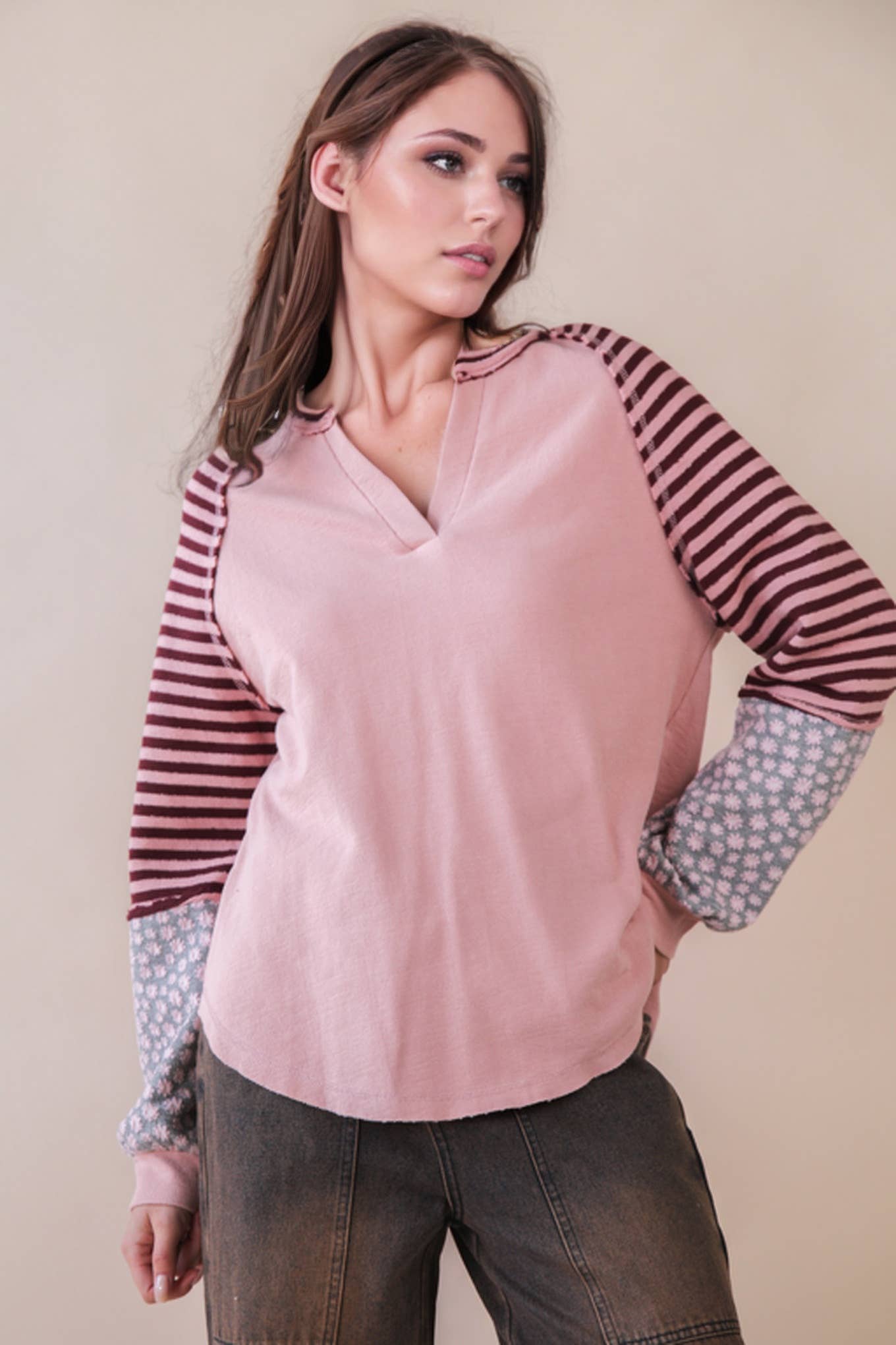 Floral & Stripe Top