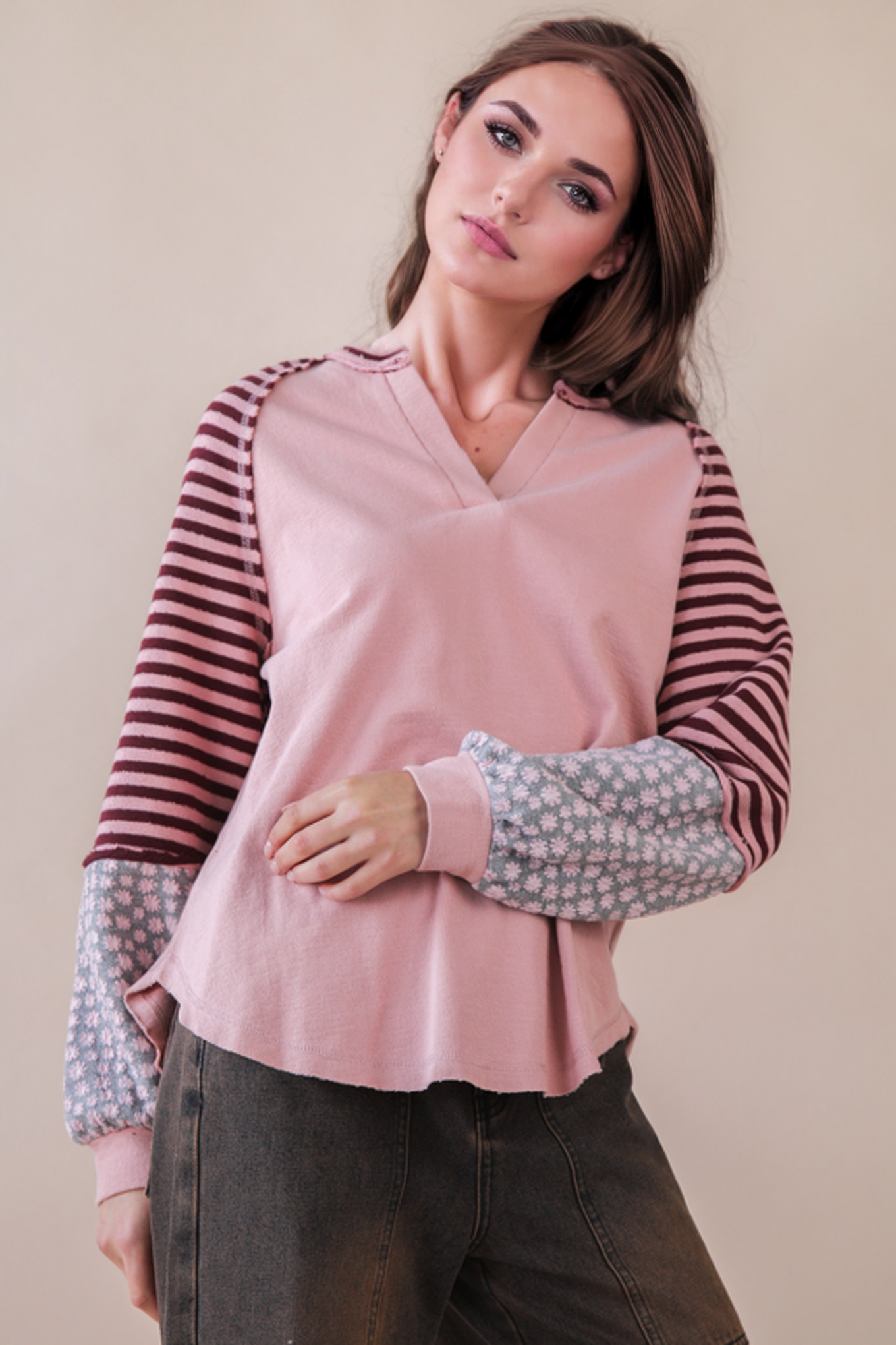 Floral & Stripe Top